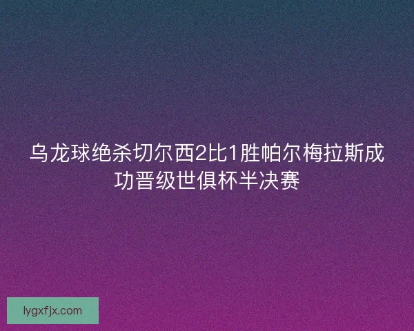 乌龙球绝杀切尔西2比1胜帕尔梅拉斯成功晋级世俱杯半决赛