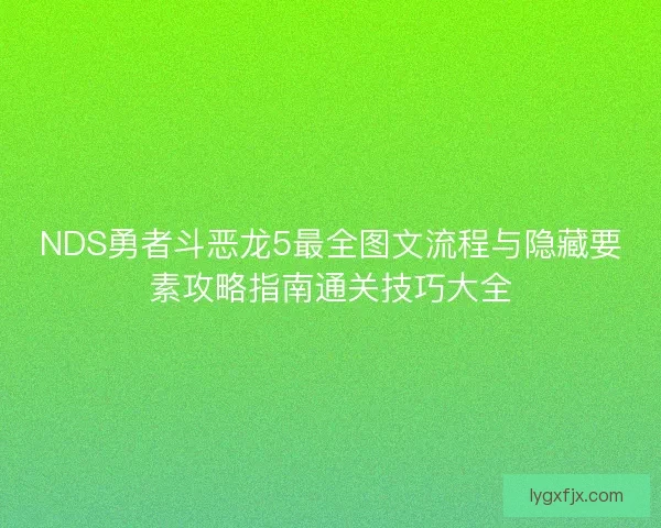 NDS勇者斗恶龙5最全图文流程与隐藏要素攻略指南通关技巧大全